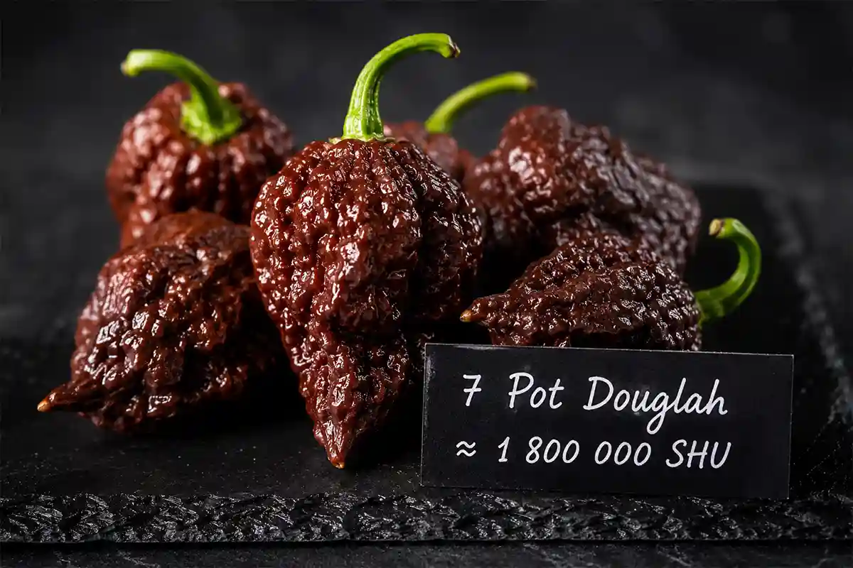 7 Pot Douglah brun chocolat, piment très fort de Trinité-et-Tobago